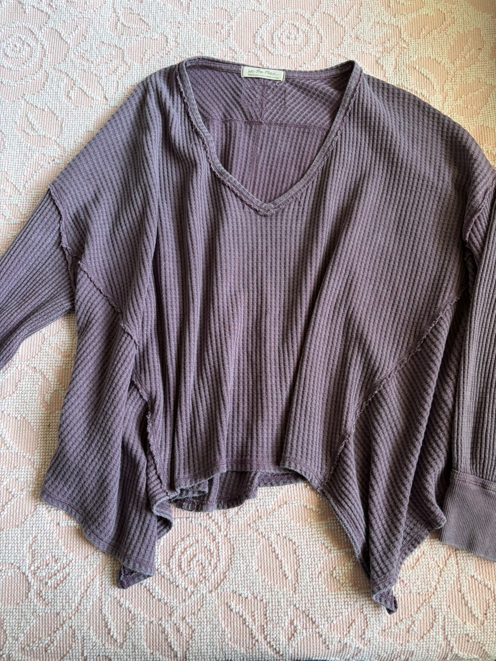 We The Free Dusty Purple Waffle-Knit Long Sleeve Top